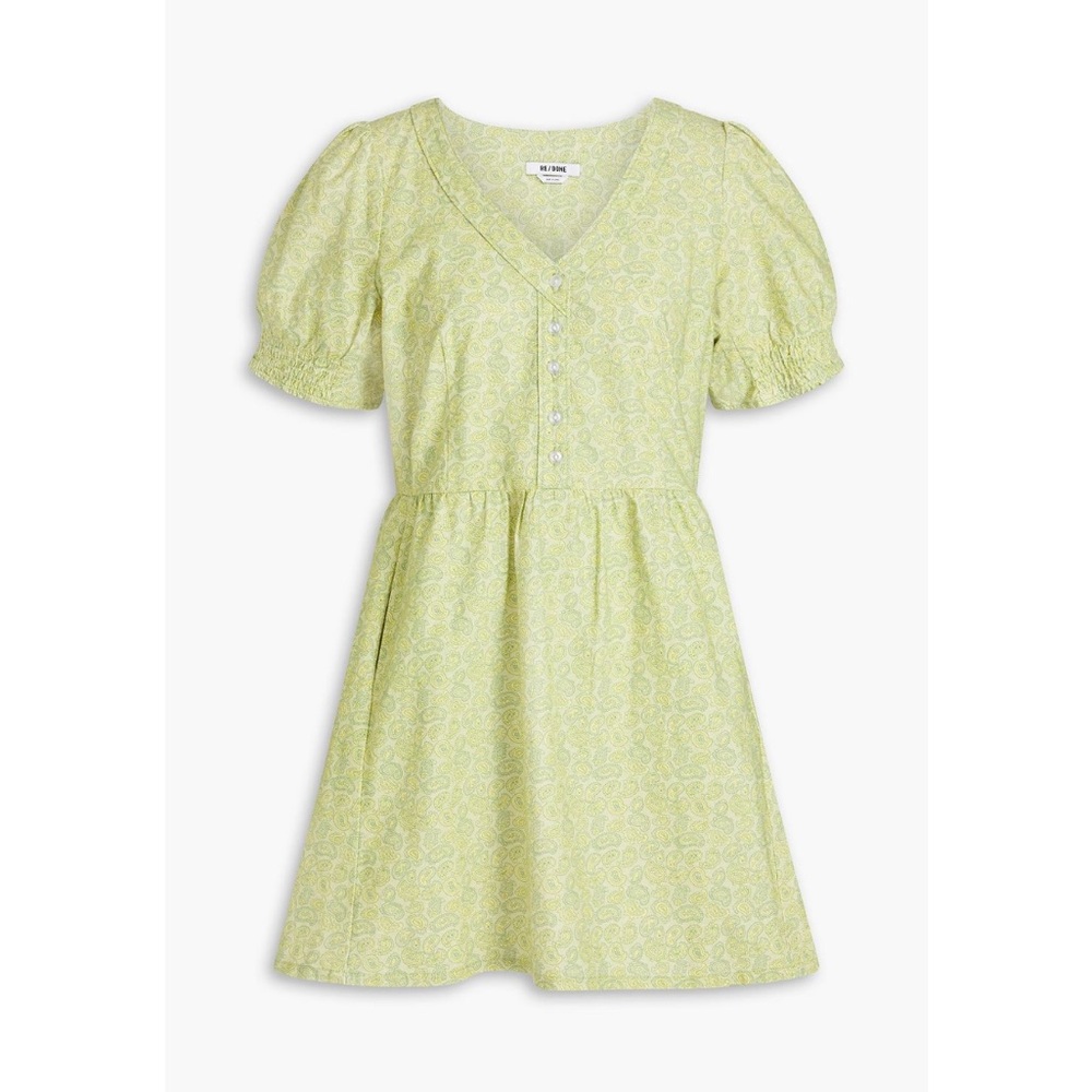 RE/DONE Paisley Cotton Babydoll Dress